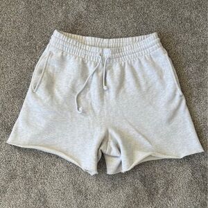 TNA Cozy Fleece Boyfriend Shorts in Light Gray
